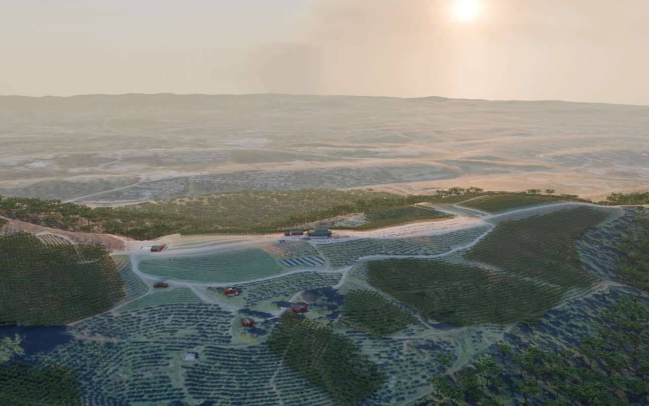 Digital landscape model of the orchards and ridgelines at Carter Mountain