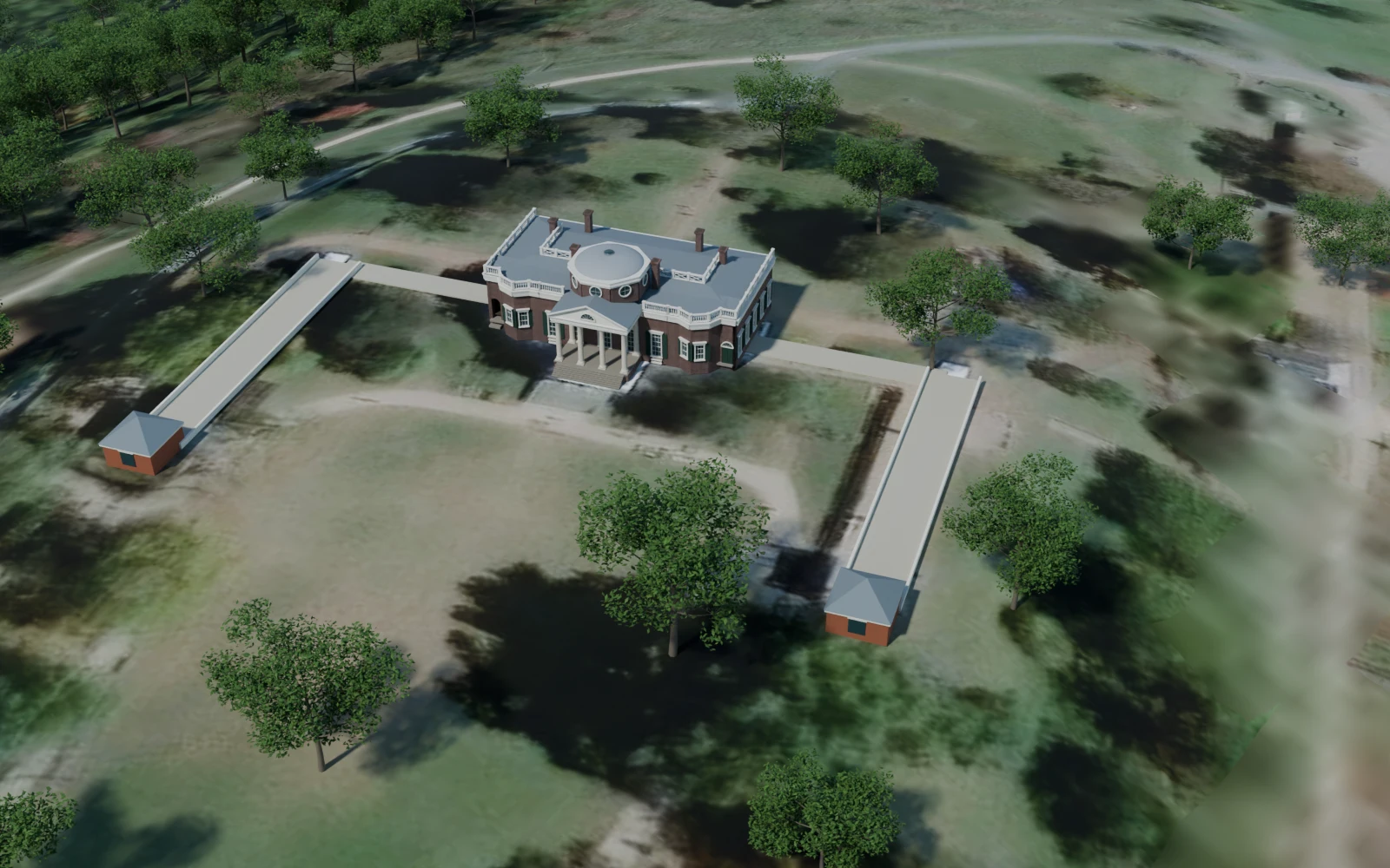 Monticello and its surrounding grounds